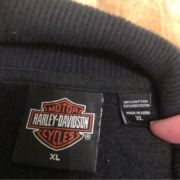 Y2K 2005 Harley Davidson Shiny Silver Stripe Sleeves Full Zip Sweatshirt XL - Picture 6 of 8